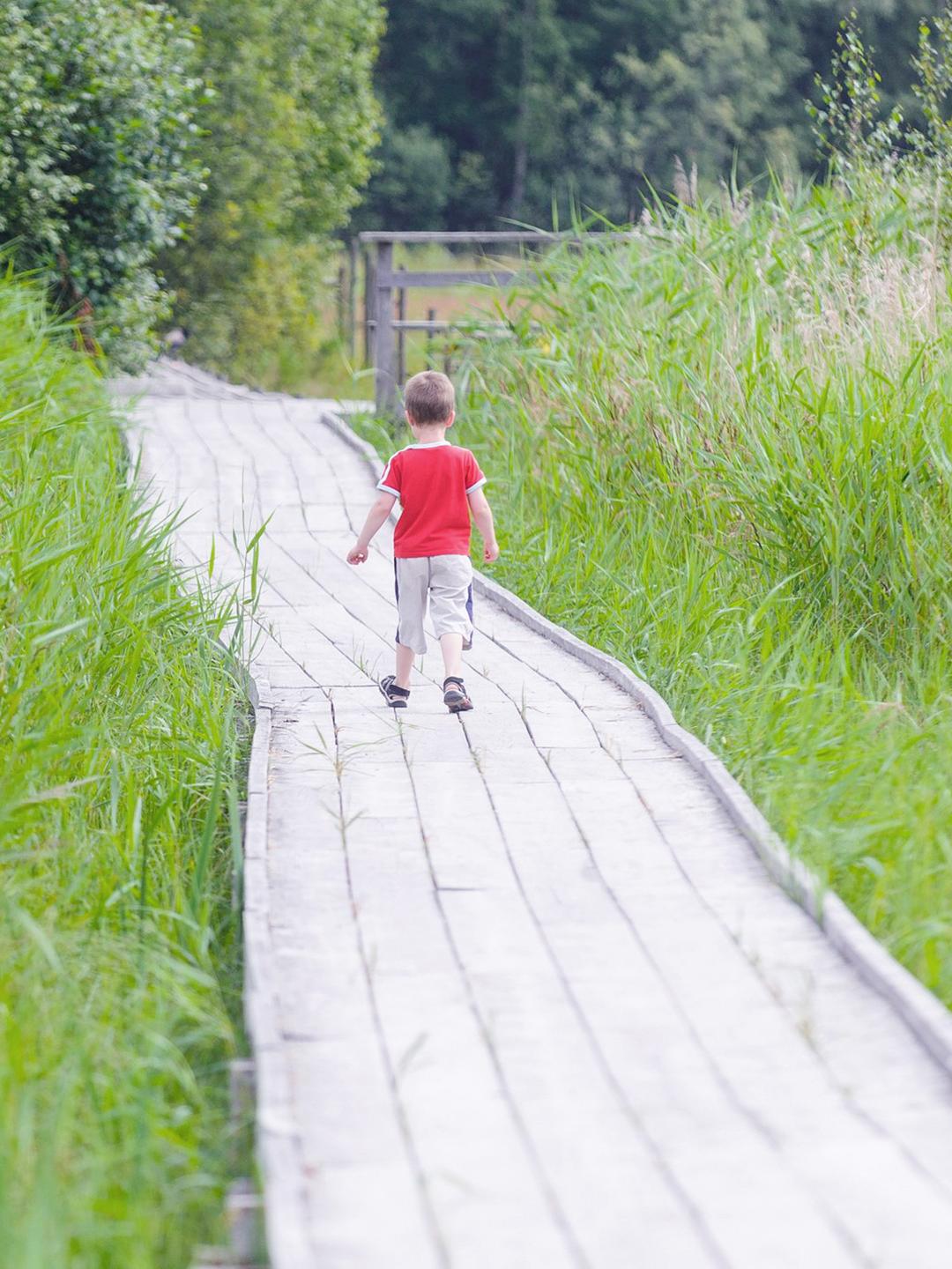 Enfant en train de marcher sur un chemin 