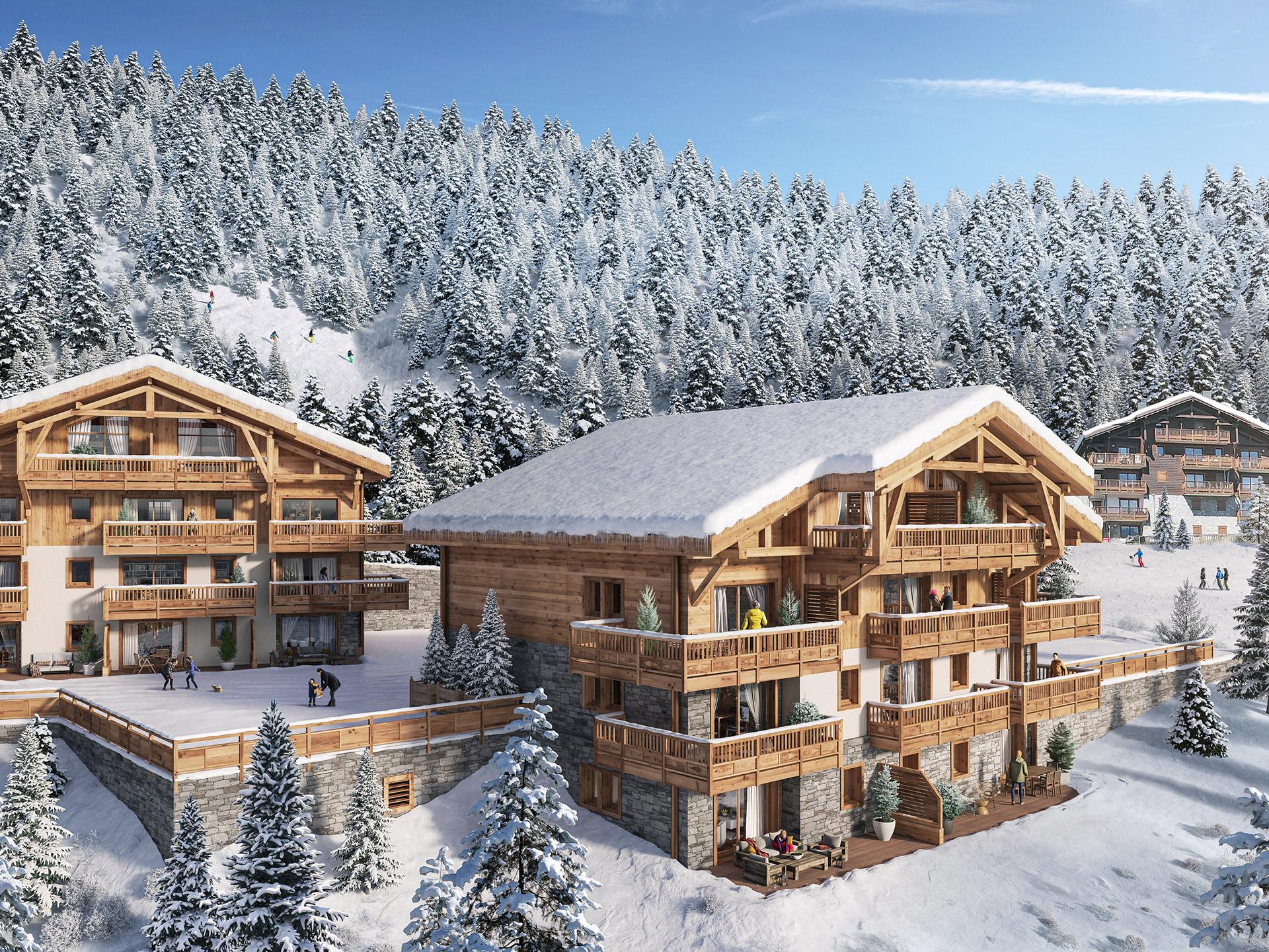 vue extérieure de la résidence Chalets Myrna aux Saisies 