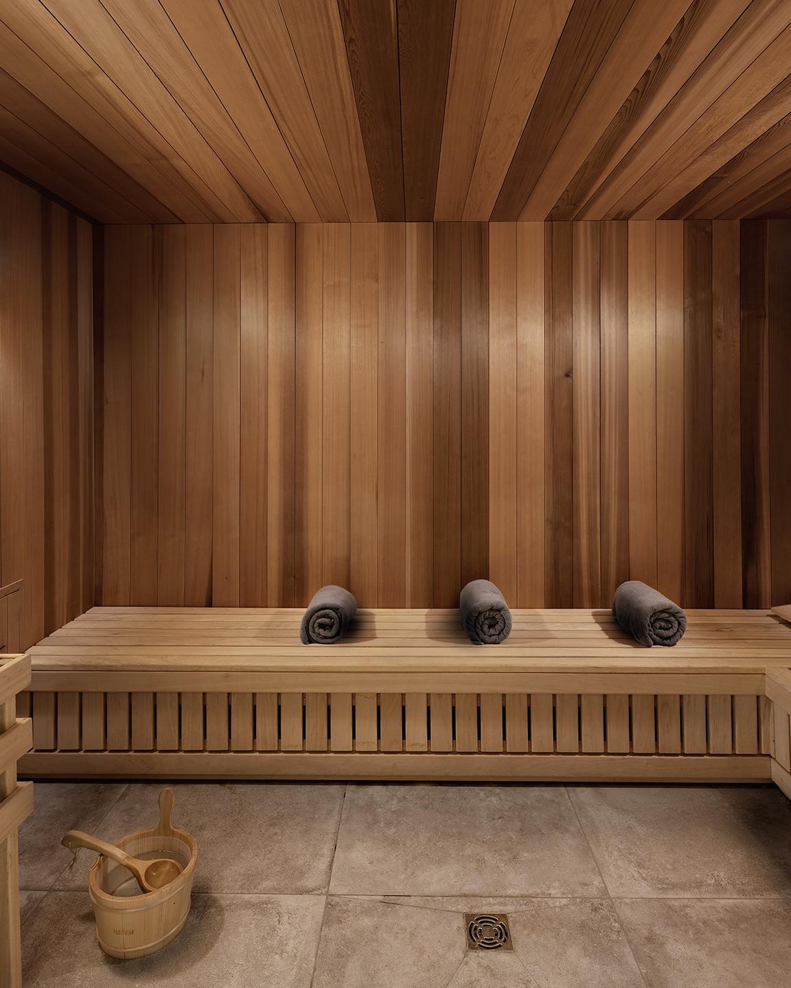 Sauna disponible dans l'espace bien-être d'Akoya à Valmorel