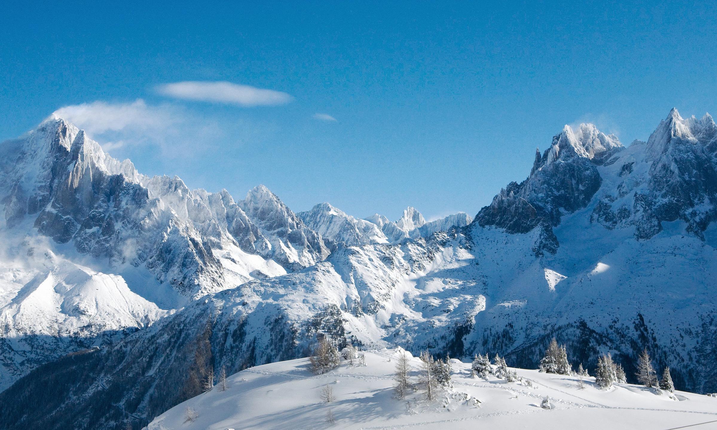 Vue sur les montagnes de Chamonix Mont-Blanc