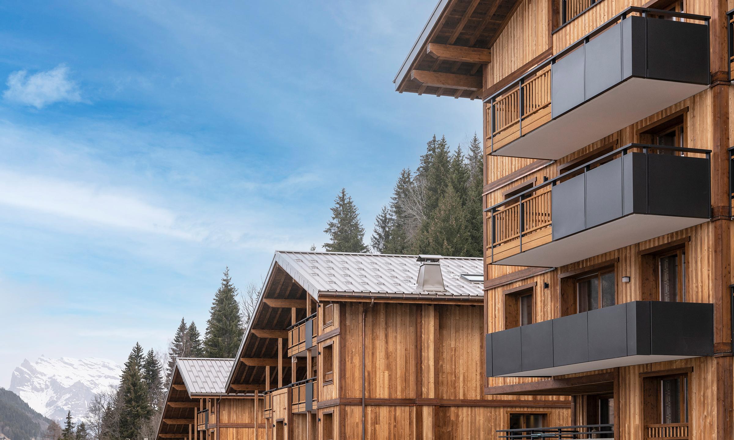 Vue extérieure de la résidence Chalets Láska aux Contamines-Montjoie